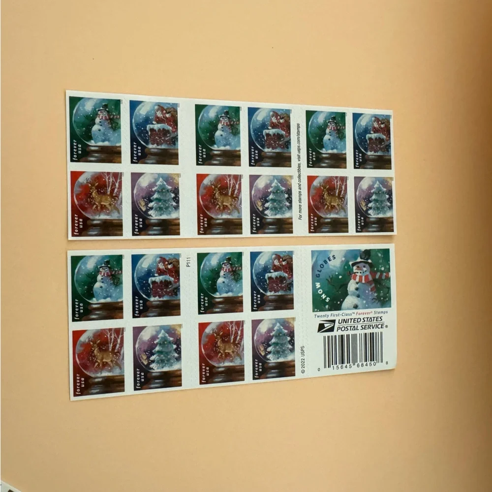 100 Stamps - 2023 US Postal Forever Stamps Snow Globe - 5 Booklets